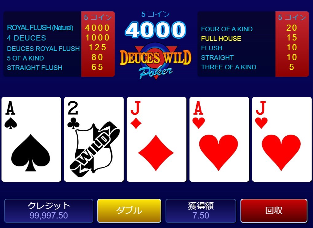 Deuces Wild Poker （デュースズ・ワイルド・ポーカー）